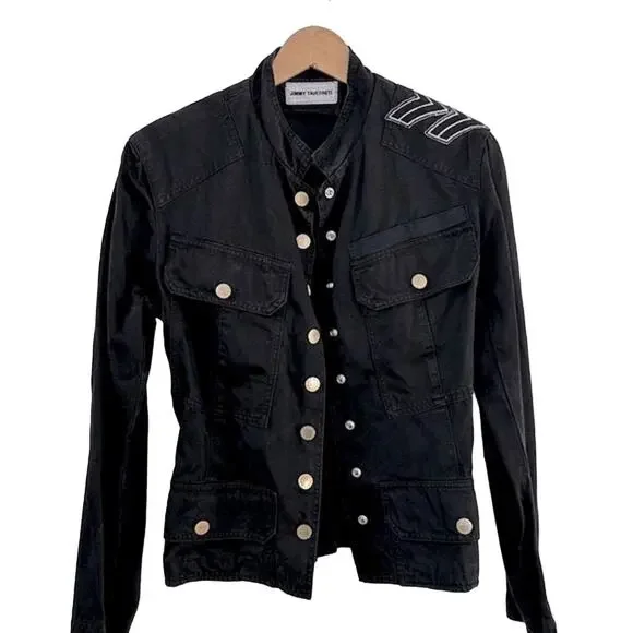 Made in Italy Jimmy Taverniti Vintage Y2K Black Military Cotton Jacket small - Picture 1 of 9